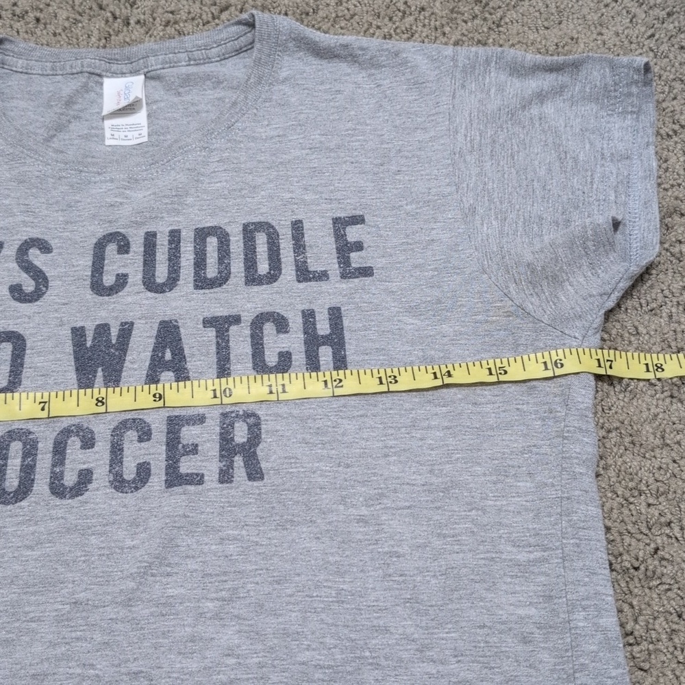 Let's Cuddle And Watch Soccer Graphic T-shirt Size Small - Picture 6 of 9